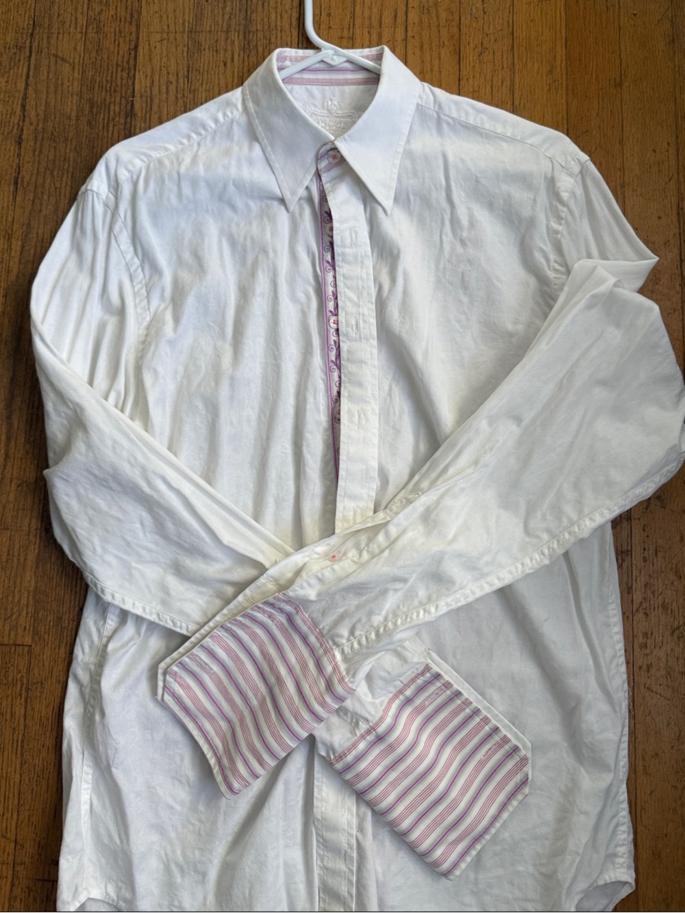 Robert Graham White Dress Shirt with Pink Trim